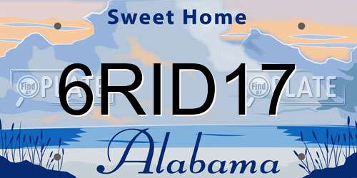 6RID17 Alabama License Plate