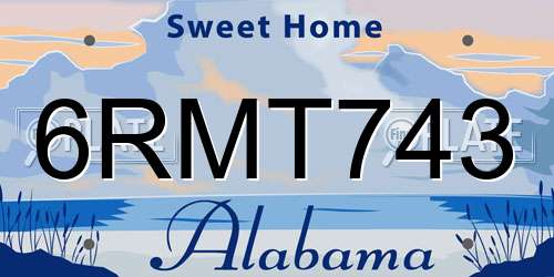 6RMT743 Alabama License Plate
