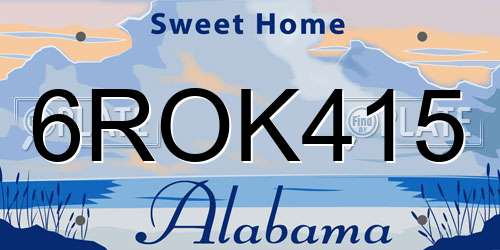 6ROK415 Alabama License Plate