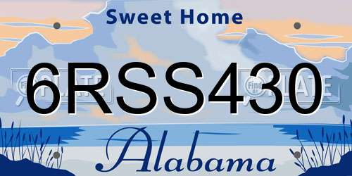 6RSS430 Alabama License Plate