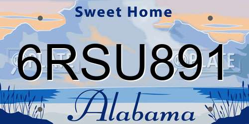 6RSU891 Alabama License Plate