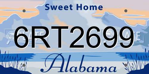 6RT2699 Alabama License Plate