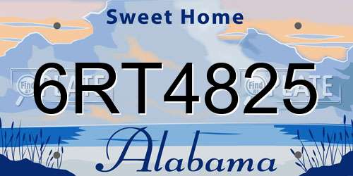 6RT4825 Alabama License Plate