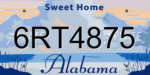 6RT4875 Alabama License Plate