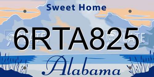 6RTA825 Alabama License Plate