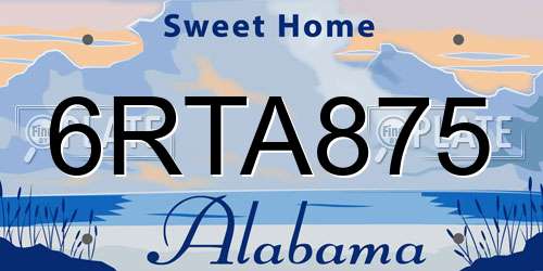 6RTA875 Alabama License Plate