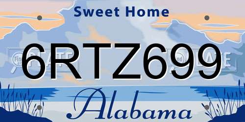 6RTZ699 Alabama License Plate