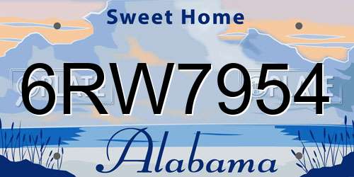 6RW7954 Alabama License Plate
