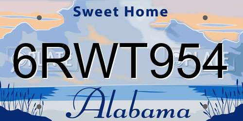6RWT954 Alabama License Plate