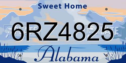 6RZ4825 Alabama License Plate