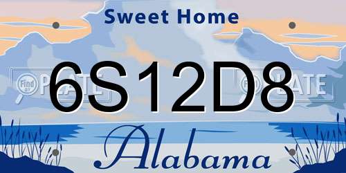 6S12D8 Alabama License Plate