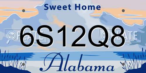 6S12Q8 Alabama License Plate