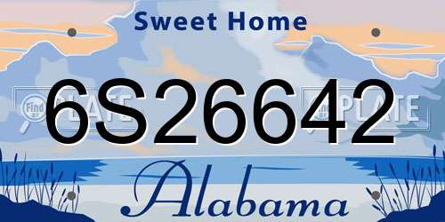 6S26642 Alabama License Plate