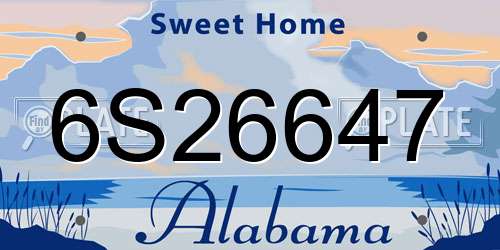 6S26647 Alabama License Plate
