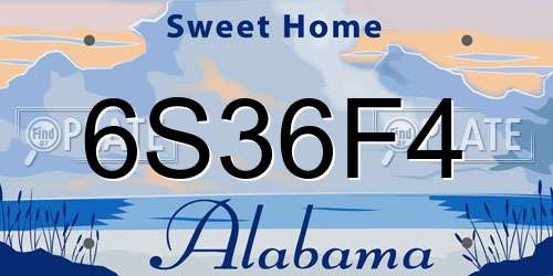 6S36F4 Alabama License Plate