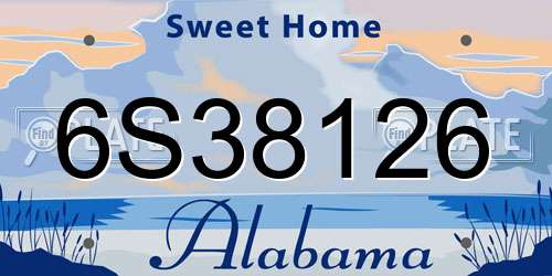 6S38126 Alabama License Plate