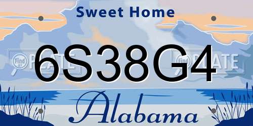 6S38G4 Alabama License Plate