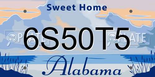 6S50T5 Alabama License Plate