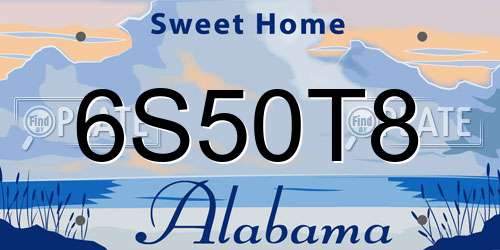 6S50T8 Alabama License Plate