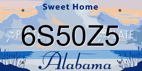 6S50Z5 Alabama License Plate