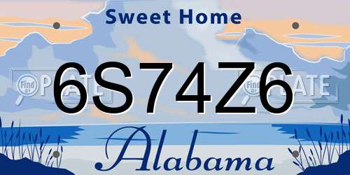6S74Z6 Alabama License Plate
