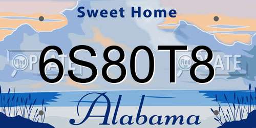 6S80T8 Alabama License Plate