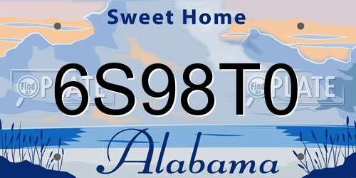 6S98T0 Alabama License Plate