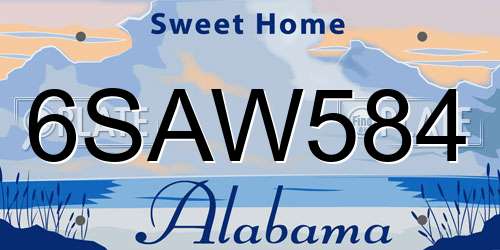 6SAW584 Alabama License Plate