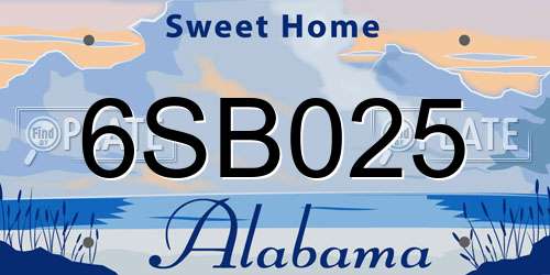 6SB025 Alabama License Plate