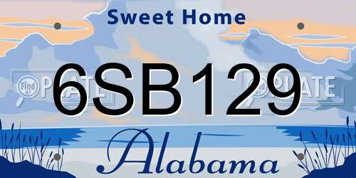 6SB129 Alabama License Plate