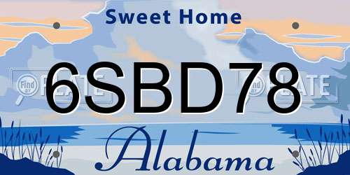 6SBD78 Alabama License Plate