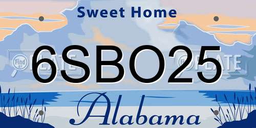 6SBO25 Alabama License Plate