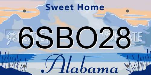 6SBO28 Alabama License Plate