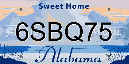6SBQ75 Alabama License Plate
