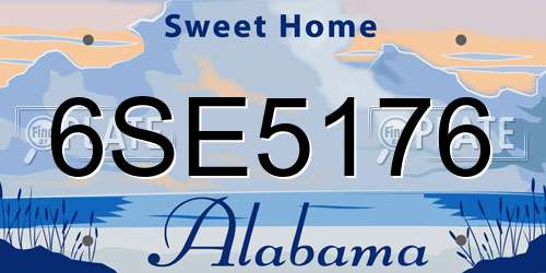 6SE5176 Alabama License Plate