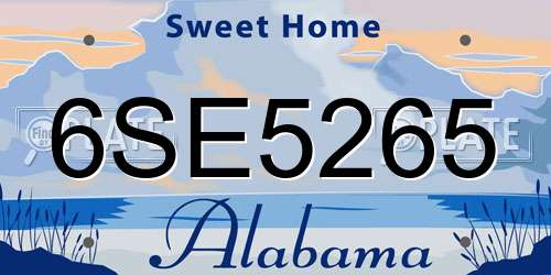 6SE5265 Alabama License Plate
