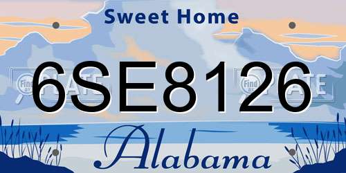 6SE8126 Alabama License Plate