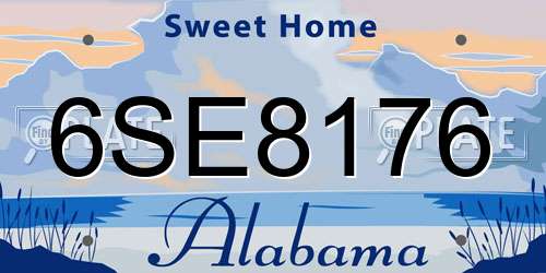 6SE8176 Alabama License Plate