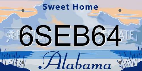 6SEB64 Alabama License Plate
