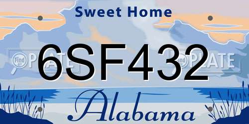 6SF432 Alabama License Plate