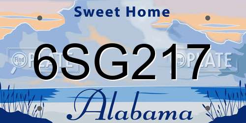 6SG217 Alabama License Plate