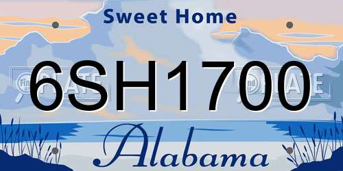 6SH1700 Alabama License Plate