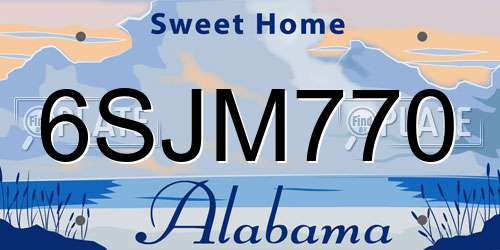 6SJM770 Alabama License Plate