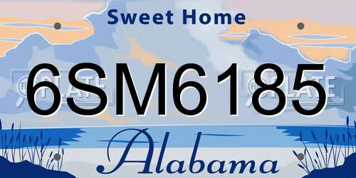 6SM6185 Alabama License Plate