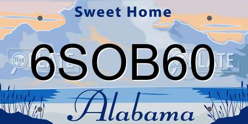 6SOB60 Alabama License Plate