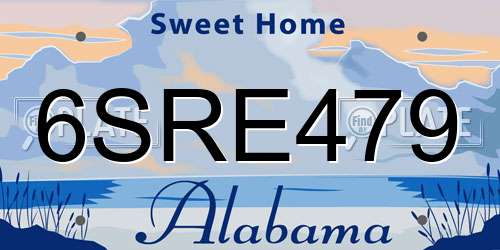 6SRE479 Alabama License Plate