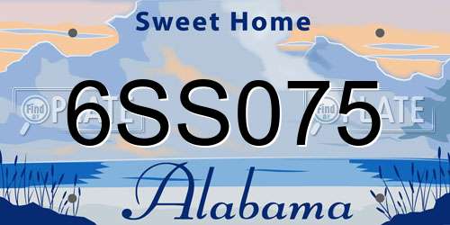 6SS075 Alabama License Plate
