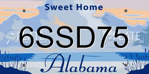 6SSD75 Alabama License Plate