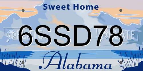 6SSD78 Alabama License Plate