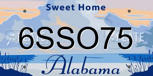 6SSO75 Alabama License Plate